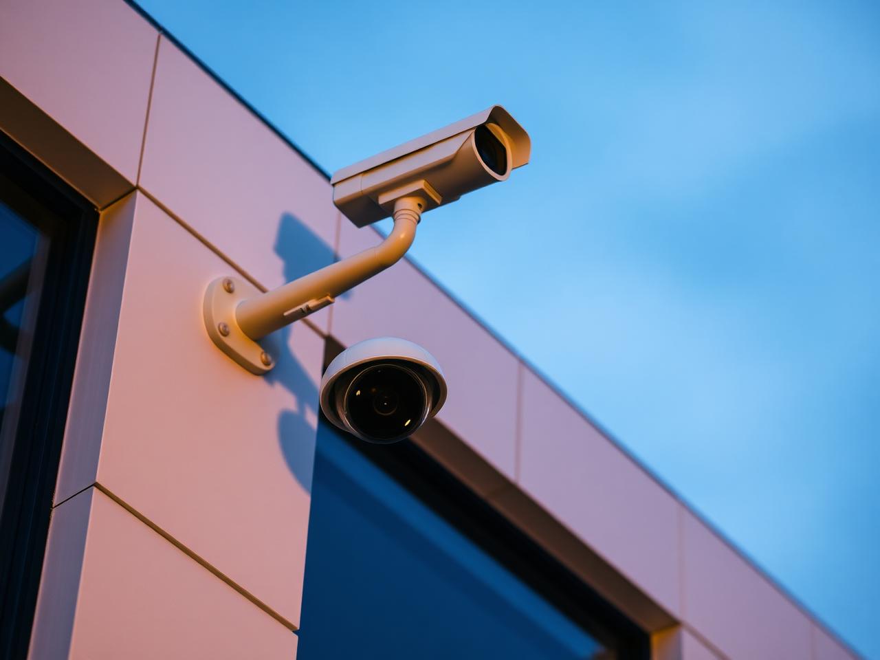 CCTV camera installed on a modern building